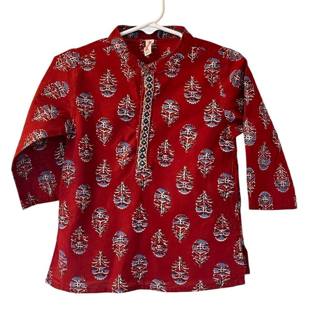 Babyhug Boys Red Printed Kurta 18-24 Months Long Sleeve Casual